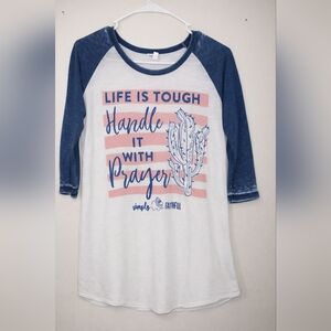 Simply Faithful Blue and White Long Sleeve Tee